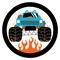 Big Dot of Happiness Smash and Crash - Monster Truck - Boy Birthday Party Circle Sticker Labels - 24 Count